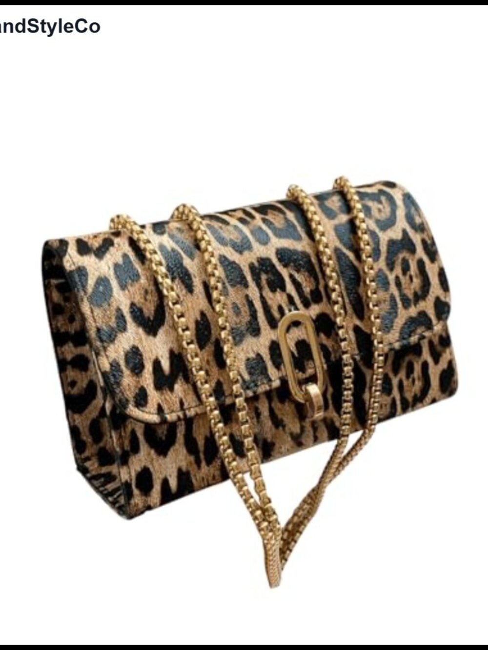 PU Leather Leopard Cheetah Print Chain Strap Shoulder Bag Clutch
